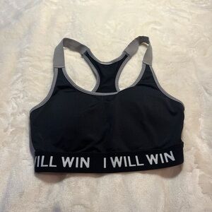 Black Racerback Sports Bra with Gray Straps